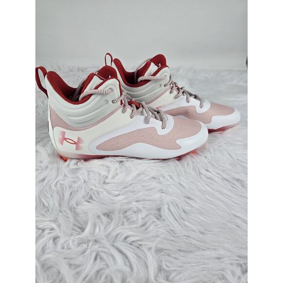 Lacrosse Cleats Under Armour UA Command MC Mid Red White Men's 10 New - Picture 2 of 6